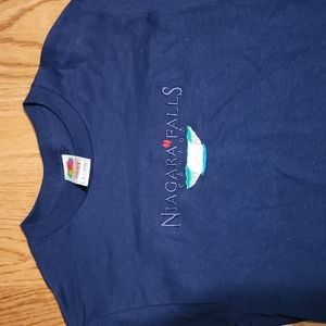 Niagara Falls Embroidered Fruit of the Loom T Shirt - blue, size small